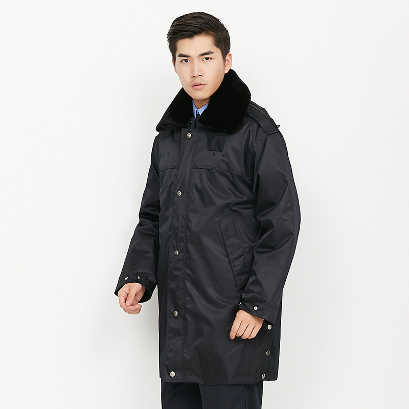 军大衣棉服中长款加厚棉衣防寒工作外套涂层防轻微小雨帽子内胆毛领可