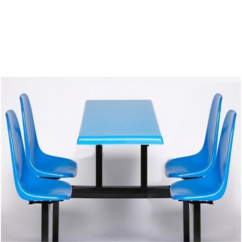 连体单位员工食堂餐桌学校学生餐厅餐桌椅组合定制塑料椅子不锈钢桌面