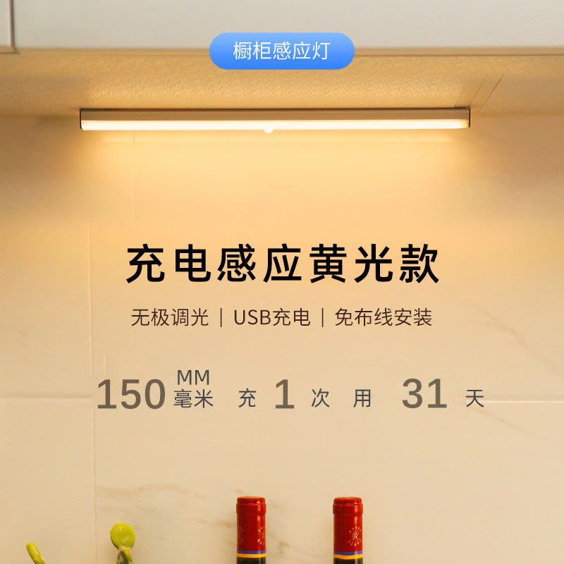 智能人体感应灯橱柜灯衣柜灯廊道灯LED寝室家用宿舍节能小夜灯 暖光2支 15公分图片