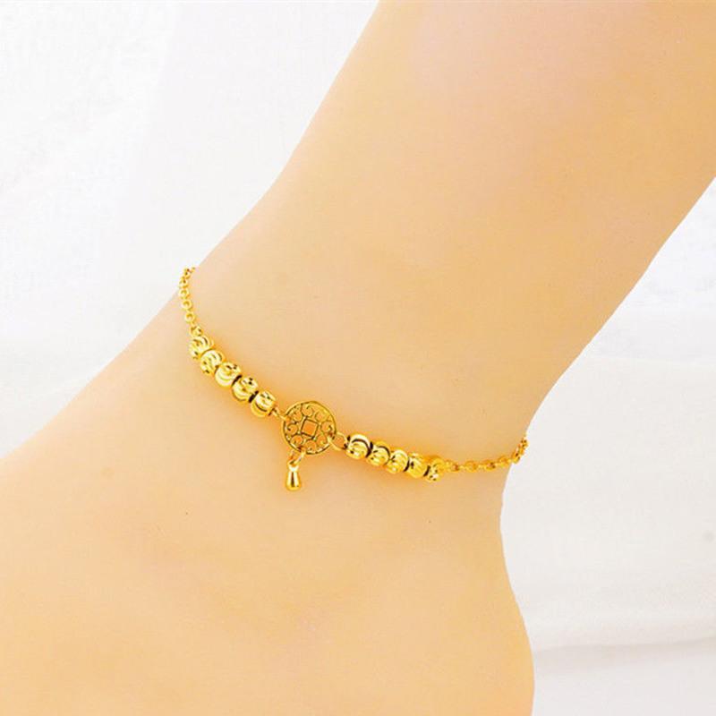 越南沙金钱币款脚链女轻奢百搭仿真金脚饰品铜镀真金久不掉色脚链3