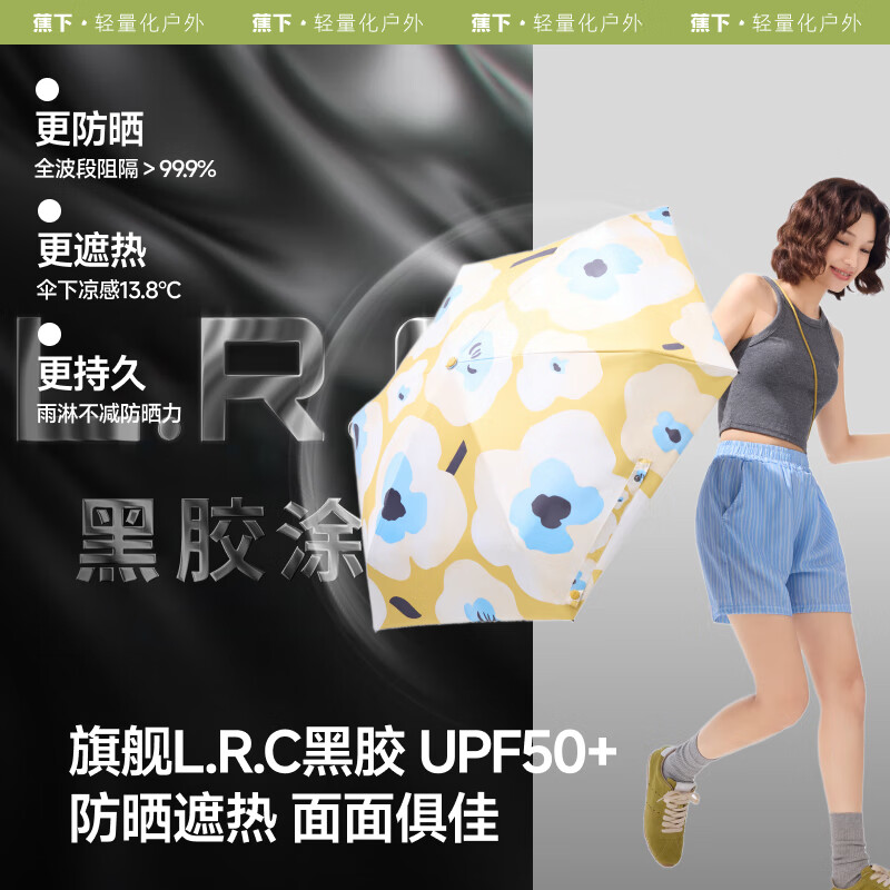蕉下(beneunder)防紫外线遮阳伞五折黑胶晴雨伞防晒伞野花BM526春日漂游