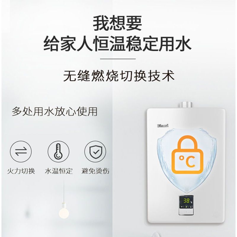 Rinnai/林内 燃气热水器家用强排式变频恒温天然气16升16QD01防风防冻C01/D01高清大图