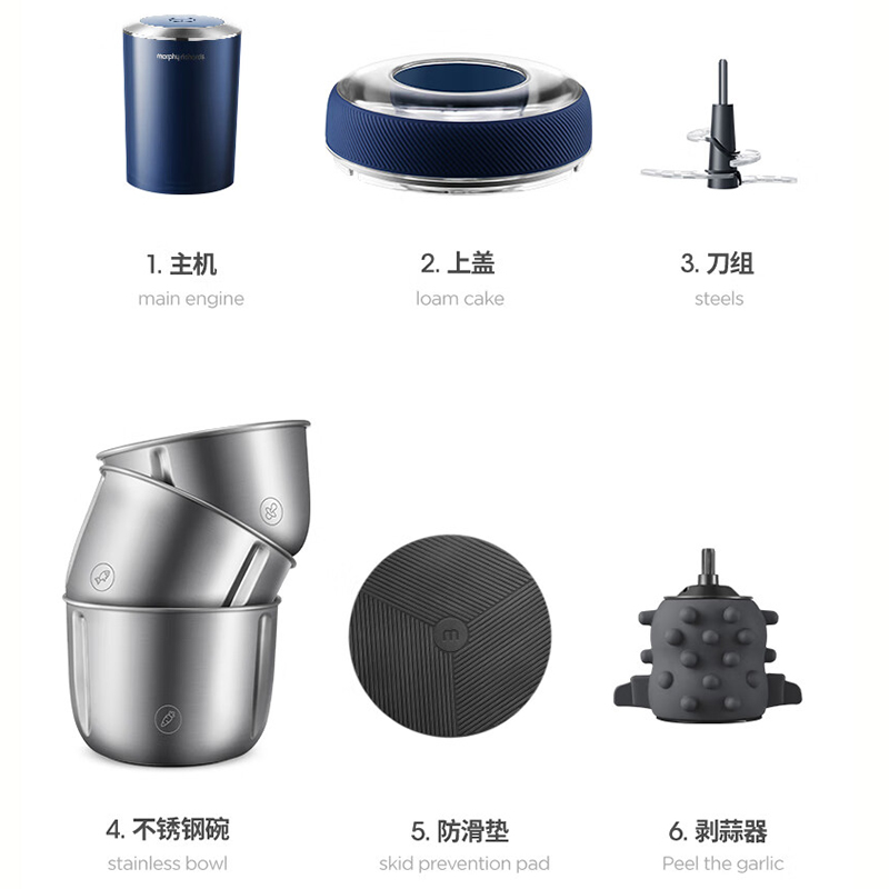 摩飞电器 绞肉机 多功能佐料打蒜搅拌机 功率350W 220V 304不锈钢 1.5L MR9401A / 台高清大图