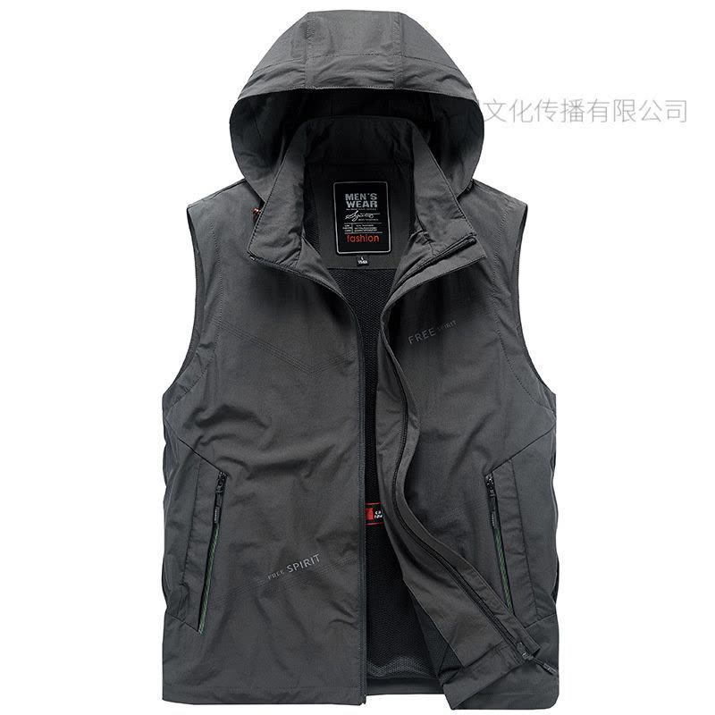 JPDUN马甲男宽松大码休闲速干春秋户外登山钓鱼多口袋坎肩图片