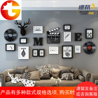 北欧照片墙相框墙客厅装饰连体相框挂墙组合现代简约相片墙带鹿头