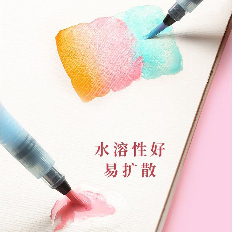 固体水彩颜料36色48画画套装初学者珠光色粉儿童绘画工具美术用品 学生/36色薄荷蓝