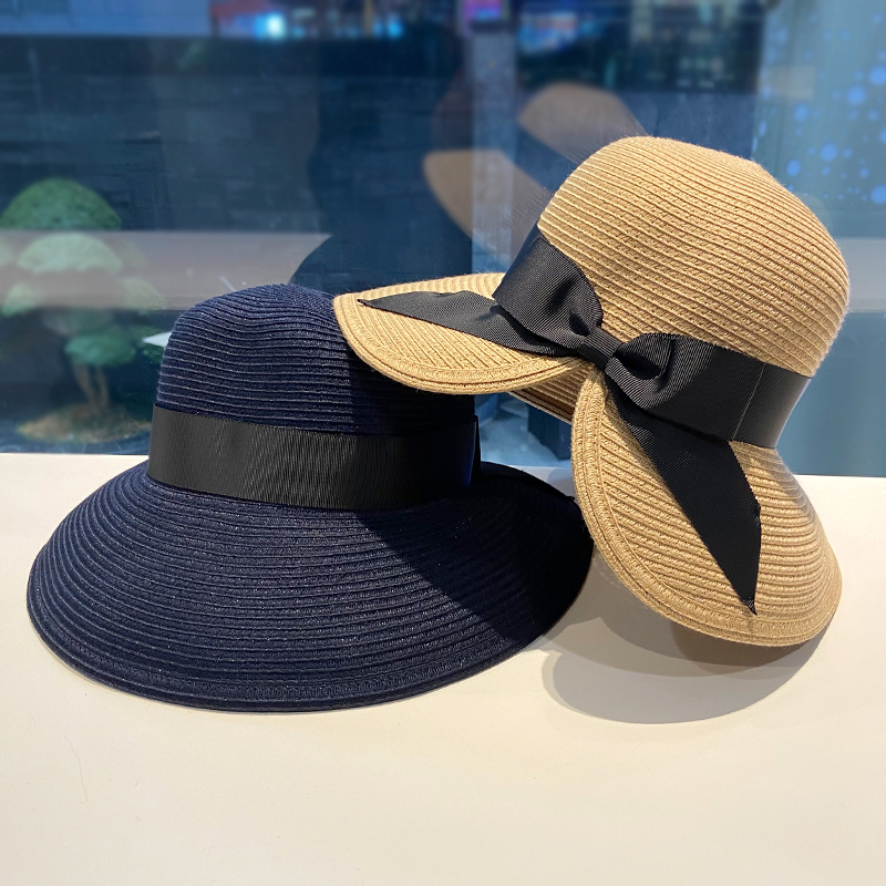 帽子女夏季遮阳沙滩帽韩版百搭可折叠草帽日系遮脸女士防晒帽 卡其色