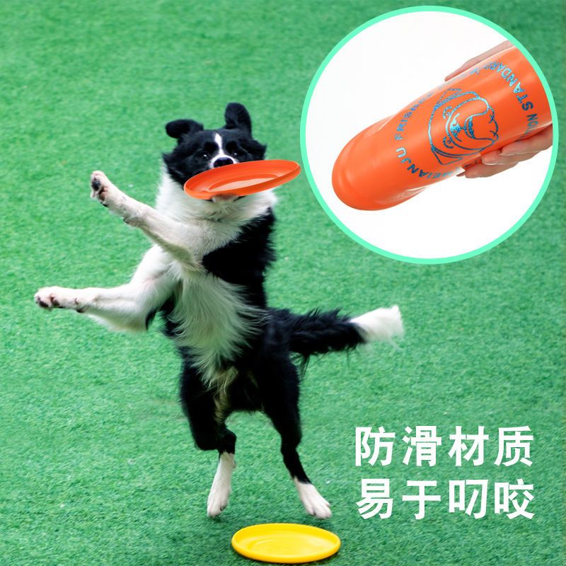 Meianju标准比赛飞盘 耐咬飞盘宠物玩具飞盘狗训练盘浮水抛掷玩具 橙色标准小狗盘(180mm)