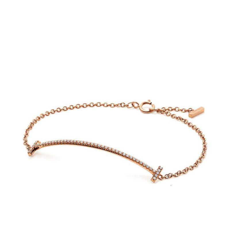 蒂芙尼 经典tiffany t 系列 18k金玫瑰金镶嵌钻石smile微笑笑脸手羐g