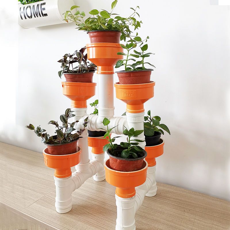 水管创意花架多层落地多肉花盆pvc水管装饰花盆室内阳台吊兰花架