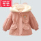 可莉允女童棉服冬装2022新款儿童加绒洋气翅膀冬季派克服女宝宝风衣外套