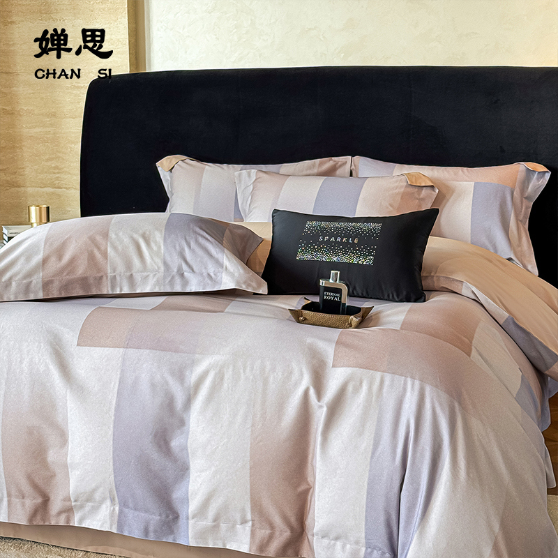 婵思 60S磨毛印花婴肤棉四件套 简律高清大图