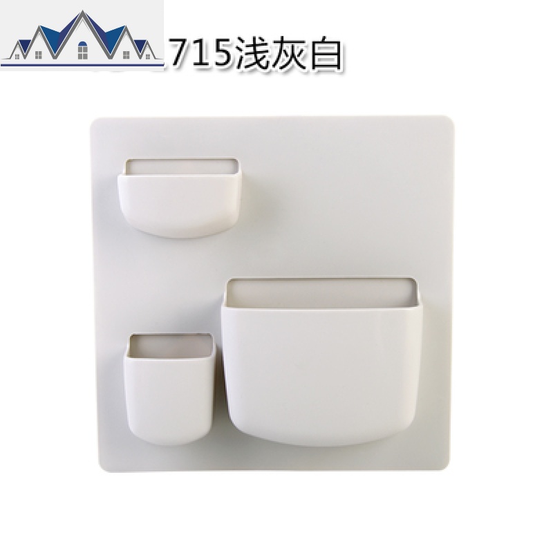 家用粘贴式墙上置物架厨房卫浴墙面收纳架储物盒免打孔壁挂牙刷架_8_191 浅白色TB1715