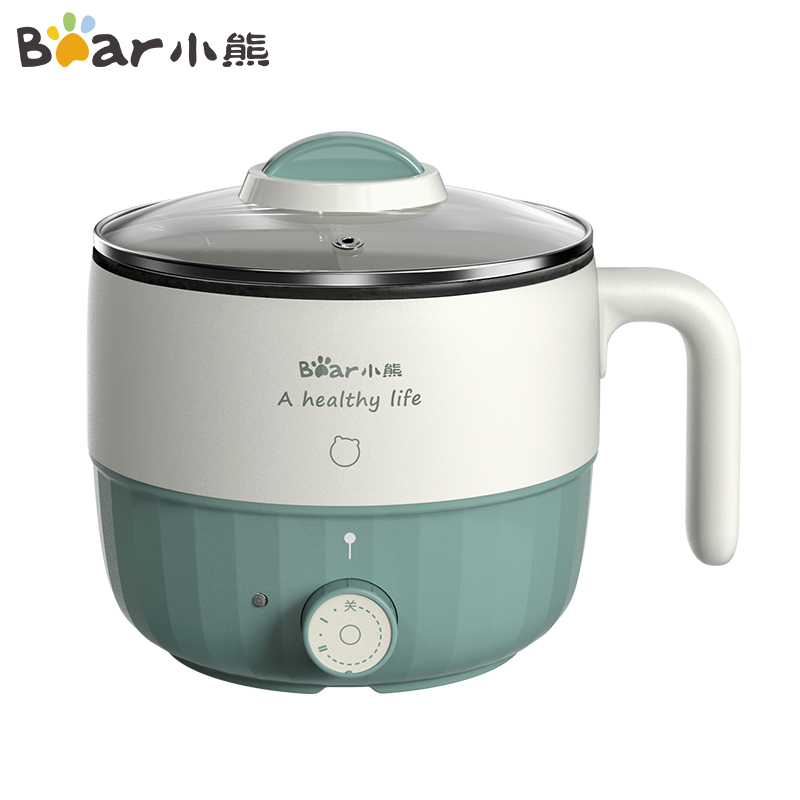 熊(Bear)电热锅 煮面煲汤早餐神器学生宿舍寝室小功率电煮锅火力可调蒸煮煎炒涮锅苏宁自营 DRG-E12N5不带蒸笼