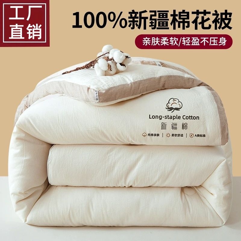 无印风新疆棉花被子被芯单人春秋被加厚冬被棉被四季通用南通