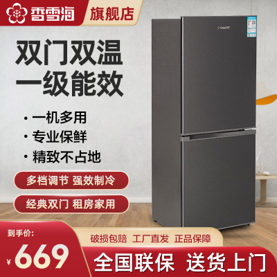 香雪海 小冰箱 家用小型双门冰箱 一级能效电冰箱 节能冷藏冷冻 租房 宿舍冰箱 145S206天际灰