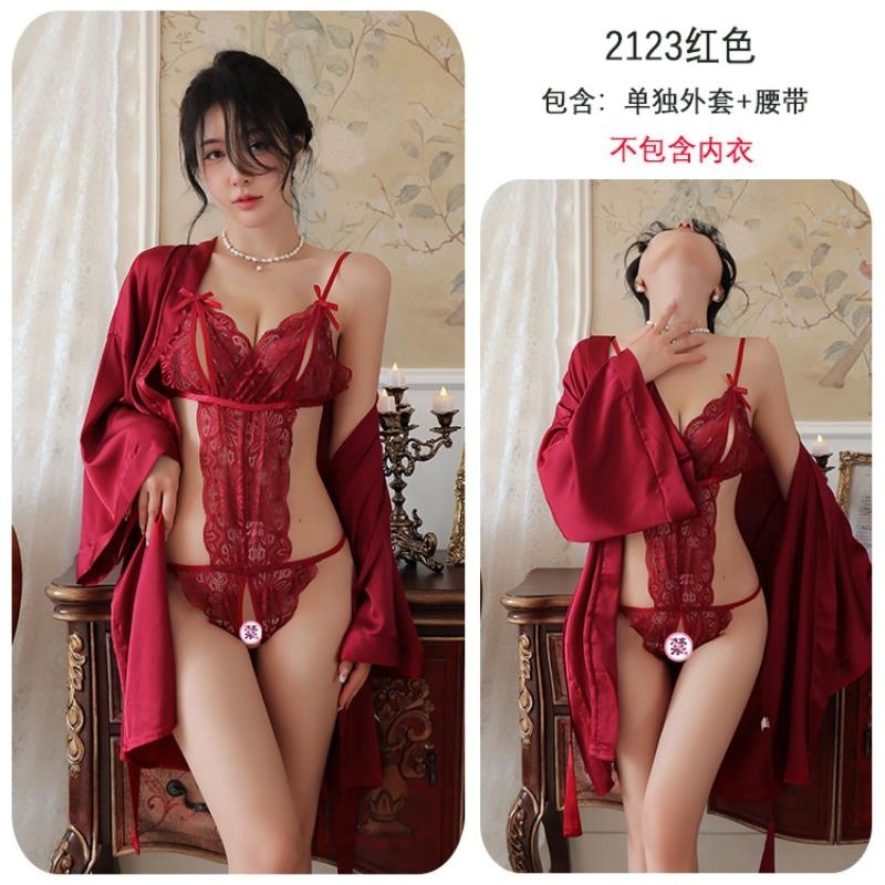 长夜漫漫情趣内衣女性感睡衣女夏季外袍蕾丝镂空美背睡袍套装2123高清大图