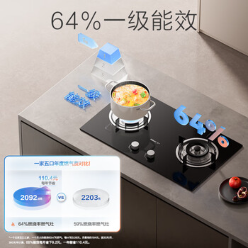老板(Robam)[星辰系列]燃气灶家用双灶嵌入式煤气灶5.2kW可调节小尺寸灶具灶台猛火灶 20B2A天然气高清大图