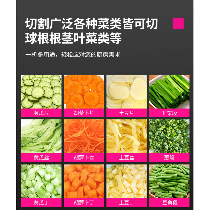 乐创(lecon)商用多功能切菜机 304不锈钢食堂土豆黄瓜萝卜切片切丝切丁机220/380V LC-J-G801