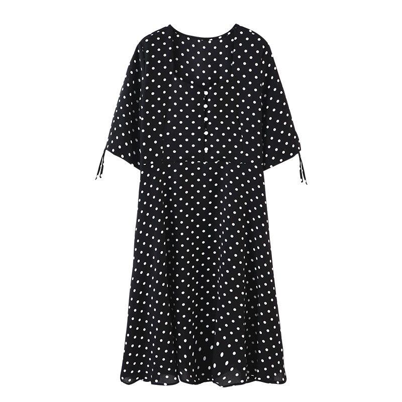 迪鲁奥(DILUAO)孕妇装夏装外出2021新款黑白风孕妇连衣裙中长款时尚潮妈孕妇裙子夏季宽松透气 黑色图片