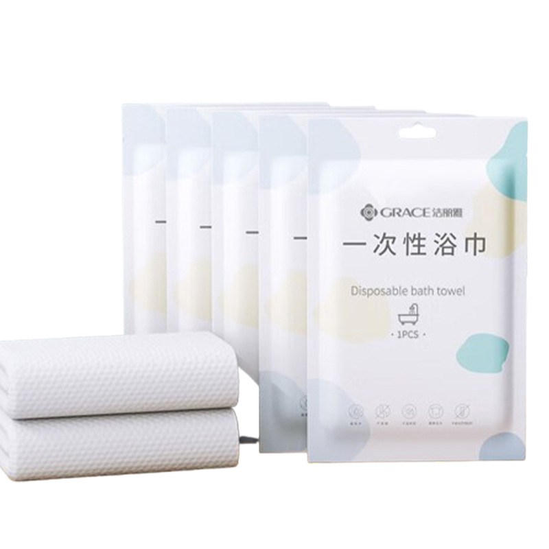 洁丽雅浴巾1条*5包一次性加厚干湿两用快速吸水MRJ040(包装随机)