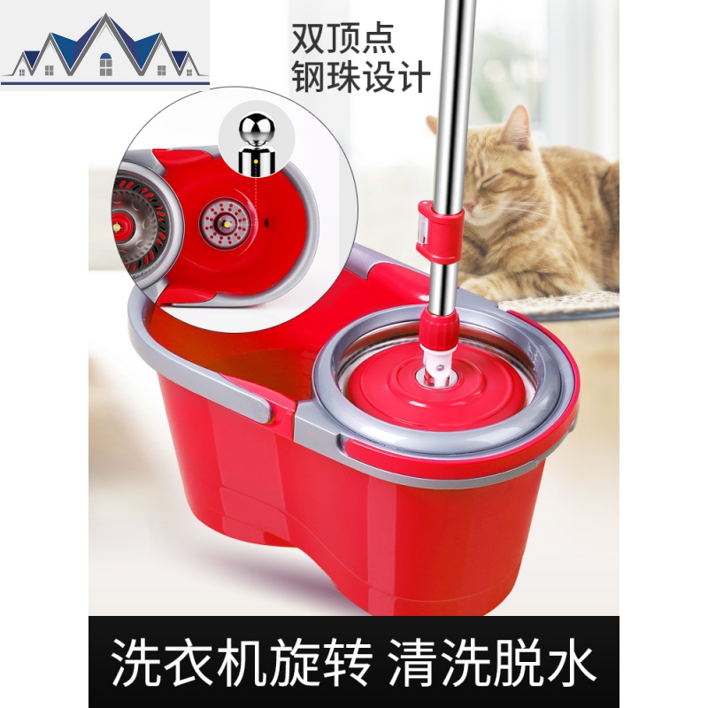 甩水自动拖把桶旋转拖把免手洗墩布家用木地板懒人拖地 三维工匠高清大图