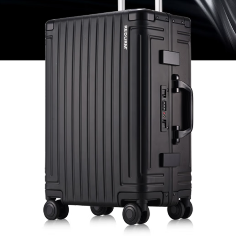 瑞德姆(REDURM)行李箱拉杆箱铝镁合金大容量箱铝框旅行箱密码箱万向轮 曜岩黑 -豪华款航空级铝合金硬箱 20英寸
