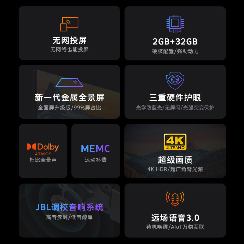 创维酷开P50 Pro 65英寸声控一键投屏护眼液晶电视机 全面屏智能网络wifi智慧屏 55