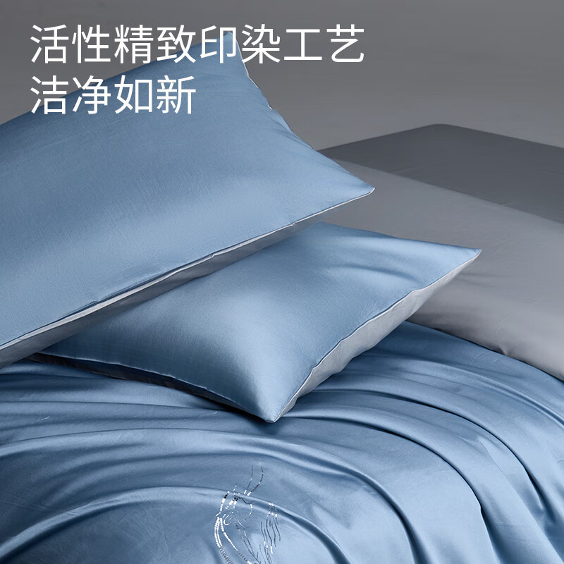 恒源祥100S 轻奢贡缎全棉四件套--月粼HYX365TJ高清大图