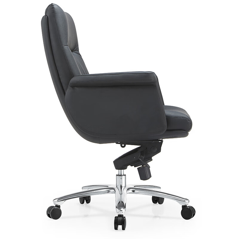 双朗 牛皮办公椅 SL-U0619BL 720*750*990mm 黑色 1张高清大图
