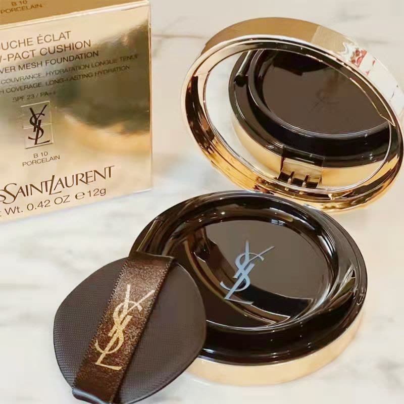 圣罗兰YSL全新高定粉气垫 粉皮革气垫粉底液BR10#定妆服帖 情人节送女友送情人图片