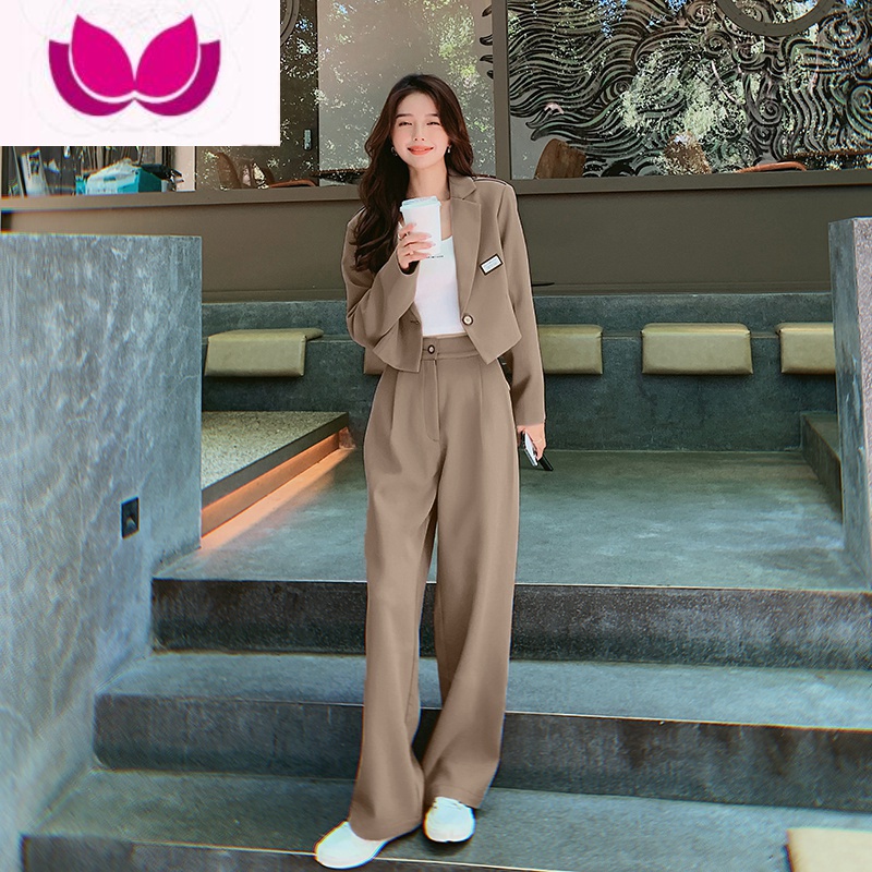 七斓炸街小西装套装女早2023新款职业气质阔腿裤高级感西服套高清大图