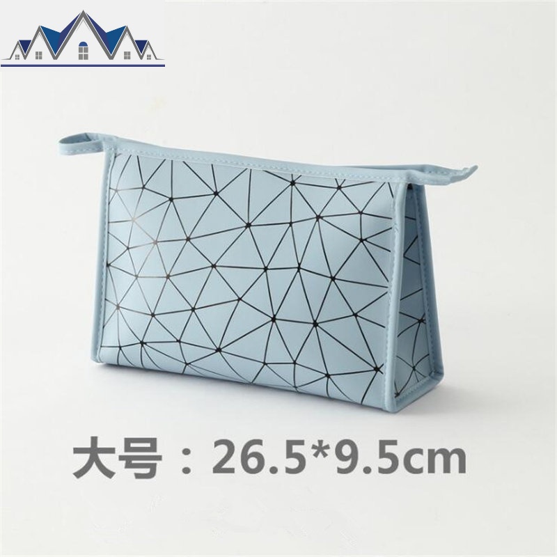 ins风简约潮化妆包收纳包化妆品包便携大小号PU防水大容量多功能_1_241 天空蓝#大号