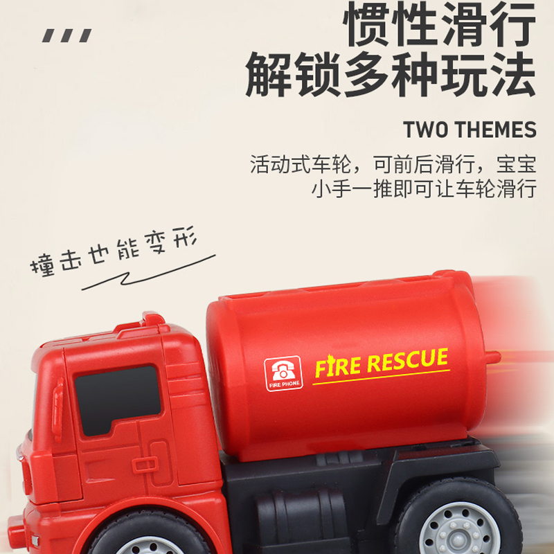 乐缔儿童玩具工程车惯性撞击变形机器人金刚挖掘机小汽车1盒1-3岁男孩高清大图