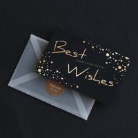 创意手工diy烫金贺卡商务邀请函生日祝黑色小卡片感谢留言卡|bestwishes