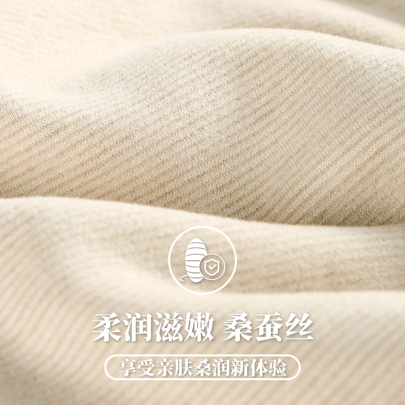 5A新款羊毛蚕丝保暖内衣套装女士秋冬秋衣秋裤圆领打底衫高清大图