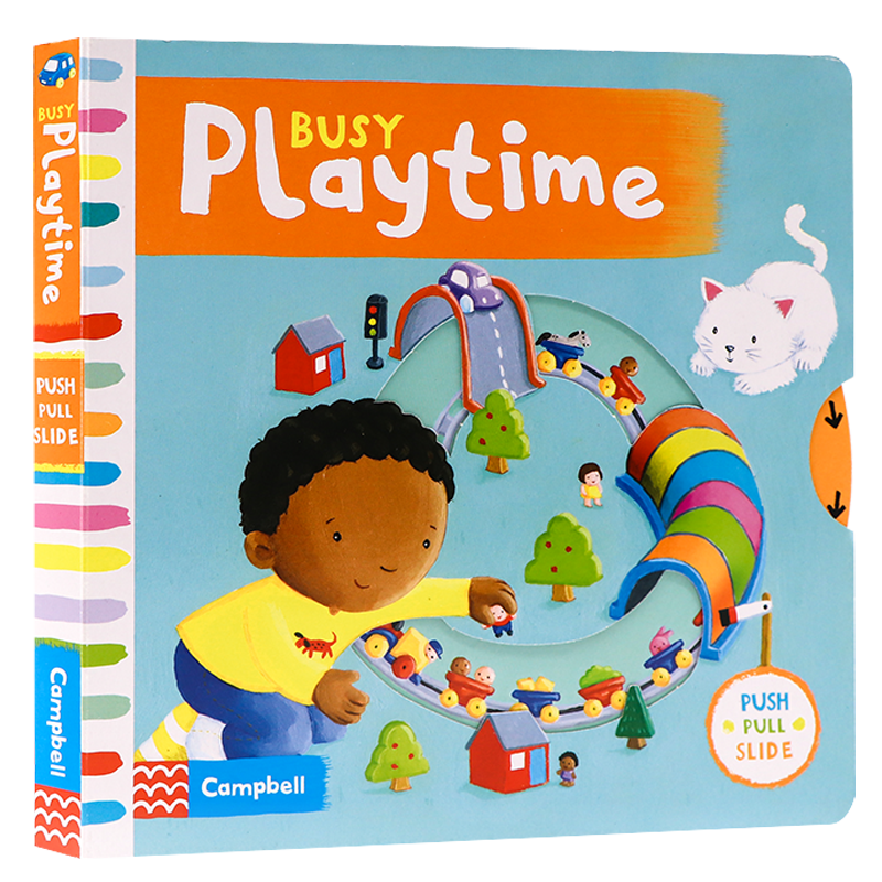 [醉染正版]Busy系列 忙碌的玩耍时间 Busy Playtime 英文原版绘本 推拉滑动机关纸板书 儿童英语启蒙认知高清大图