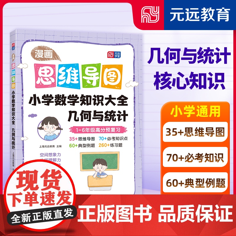 漫画思维导图 小学数学知识大全——几何与统计 1-6年级高分预复习 平面图形 立体图形 图形的运动高清大图
