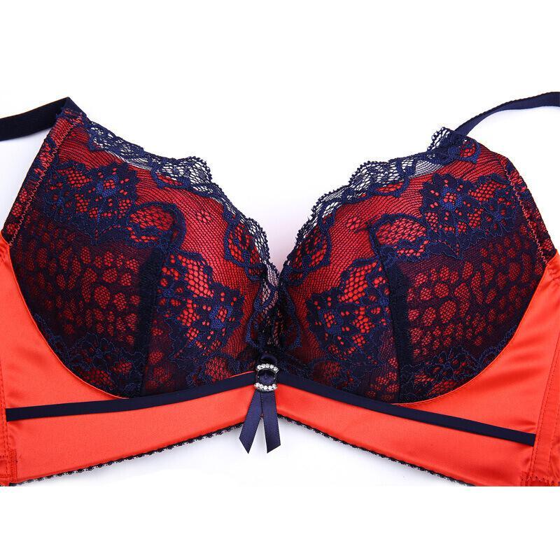 波迷娜bomina女士高端欧美无钢圈聚拢蕾丝调整型文胸套装女内衣