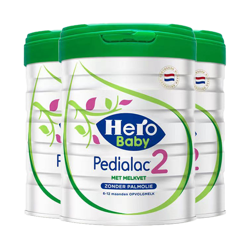 有效期到25年8月-三罐装-Hero Baby白金plus版HMO配方DHA婴幼儿配方牛奶粉2段800g