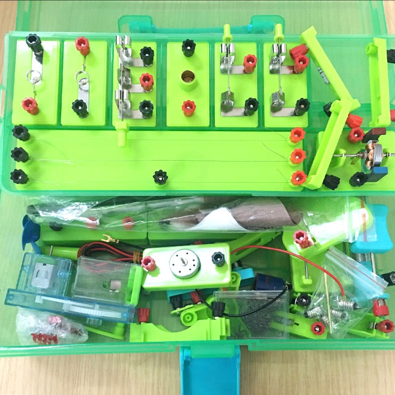 [正版]金钥匙电磁学实验学具 电学实验盒 初中物理实验器材 电学实验器材初三电磁学实验箱(绿色塑料盒)高清大图
