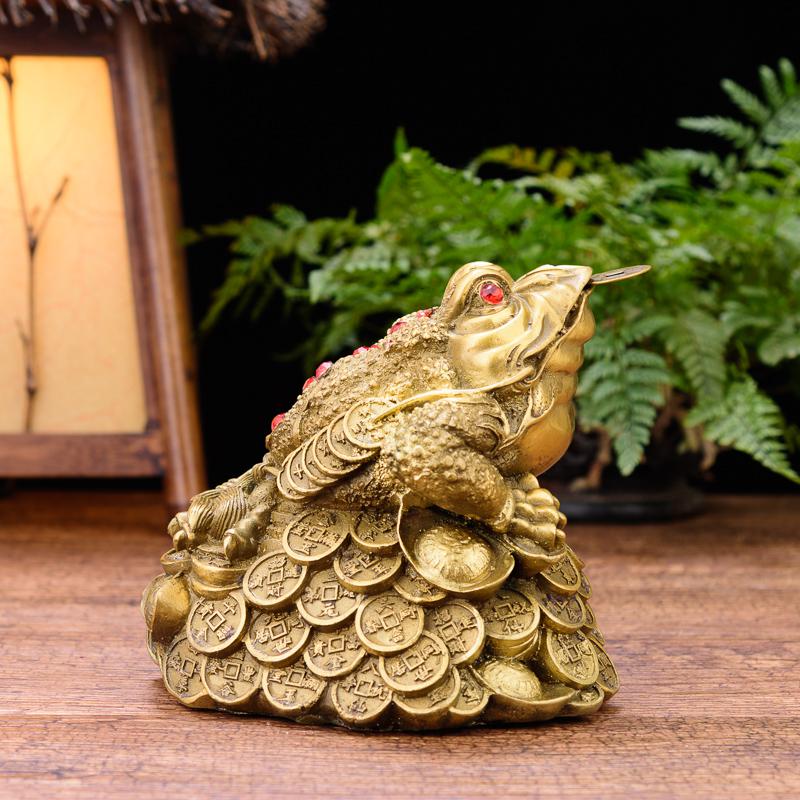 家柏饰(CORATED)金蟾蜍摆件 三足七星铜金蟾客厅家居摆设小号高清大图