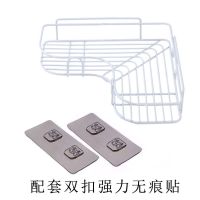 免打孔无痕浴室卫生间厨房置物架三角架壁挂厕所洗手间收纳架|白色大号三角架(送双钩大贴片免打孔)