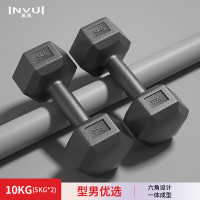 英辉(INVUI)环保包胶六角哑铃男女士家用健身器材 10KG一副(5KG*2)