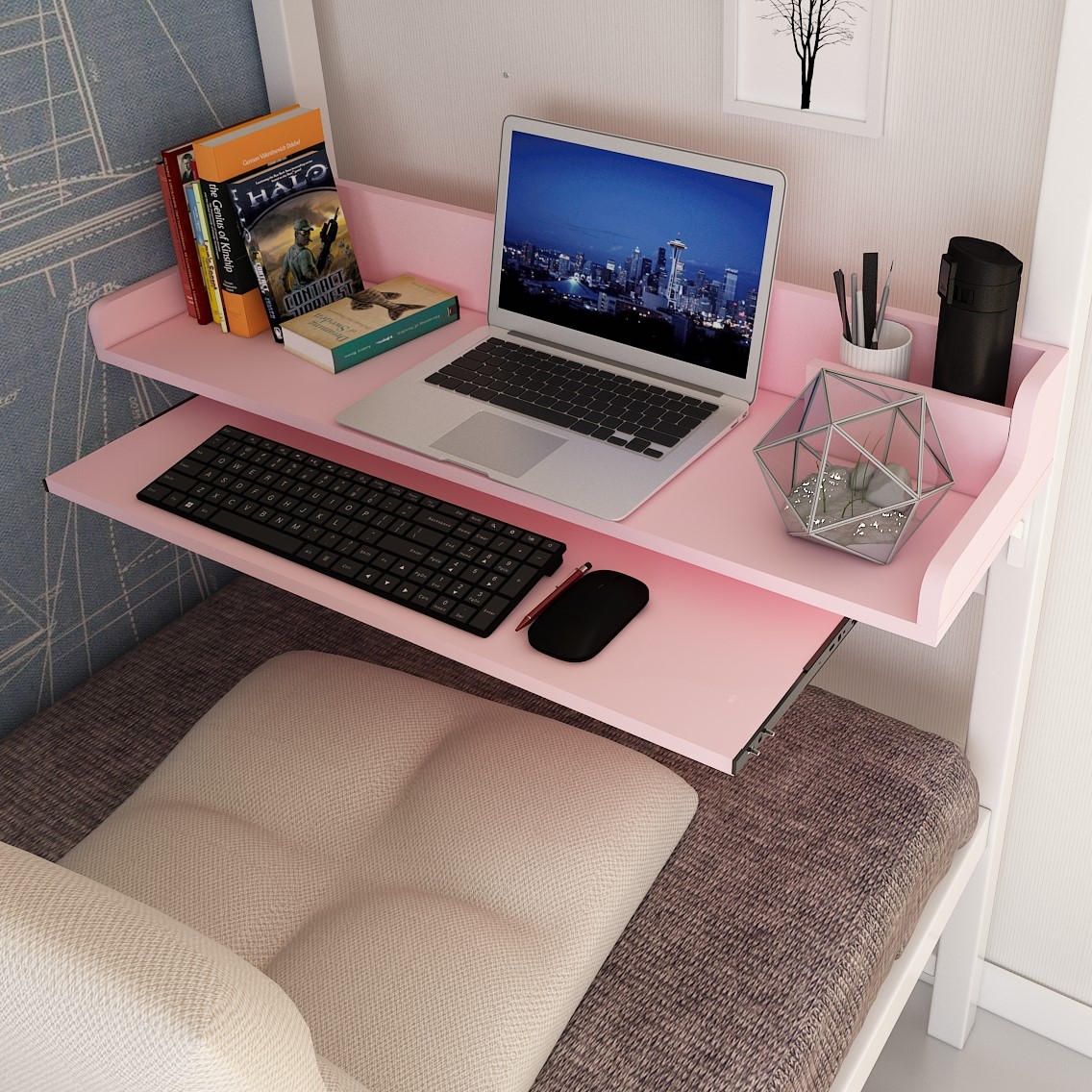 皇豹床上桌悬空可固定电脑桌宿舍懒人书桌寝室学习桌大学上铺宿舍电脑