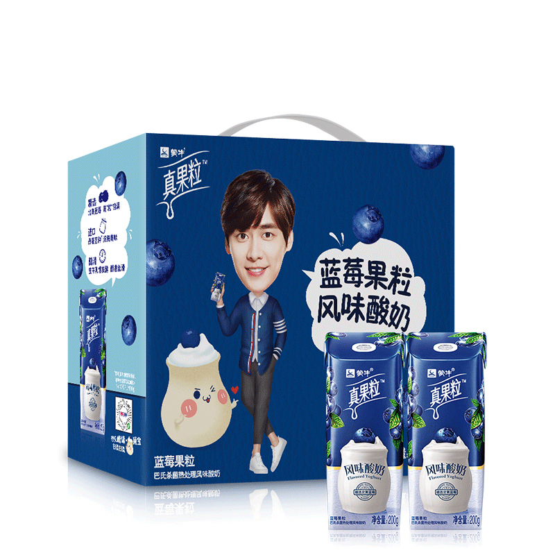 蒙牛 真果粒 蓝莓果粒风味酸奶康美笑脸包200g×12包