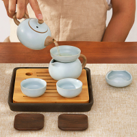 八方礼西施壶10入汝窑茶具套组功夫茶具套装陶瓷家用懒人泡茶神器茶壶礼盒 BFLRY2018-1