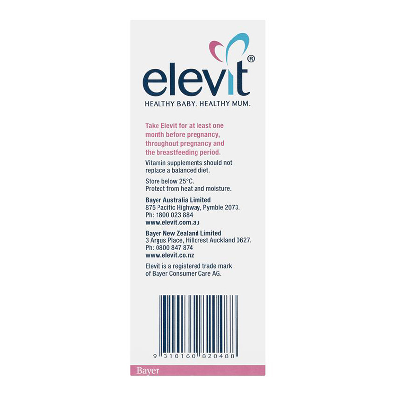 保税-澳洲版爱乐维(Elevit)复合维生素片备孕哺女士孕前孕中叶酸孕妇营养素100片/盒装