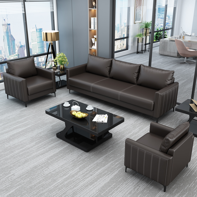 三金鑫 商务办公沙发茶几组合会客接待时尚简约休闲皮艺办公室二三人位高清大图