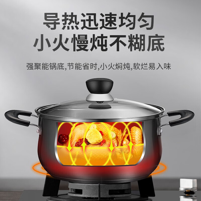 苏泊尔(SUPOR)加厚304不锈钢汤锅 双耳防烫 燃气电磁炉通用 24cm ST24H3高清大图